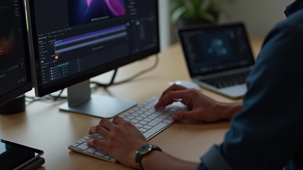Mano de animator trabajando con timeline y keyframes en After Effects