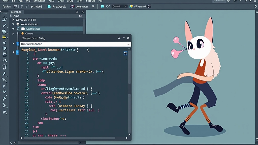 Pantalla de editor SVG mostrando código optimizado con stroke simplificado y atributos transform correctamente configurados